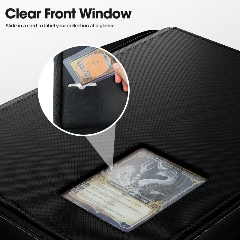 ProCase 4 Pocket Top Loader Binder, Holding 144 Cards in 3""x4"" Toploaders, Side Loading Small Book Folder with Clear Window for Pokemon, Trading, Sports Cards Collection TCG, MTG -Black - Image 3